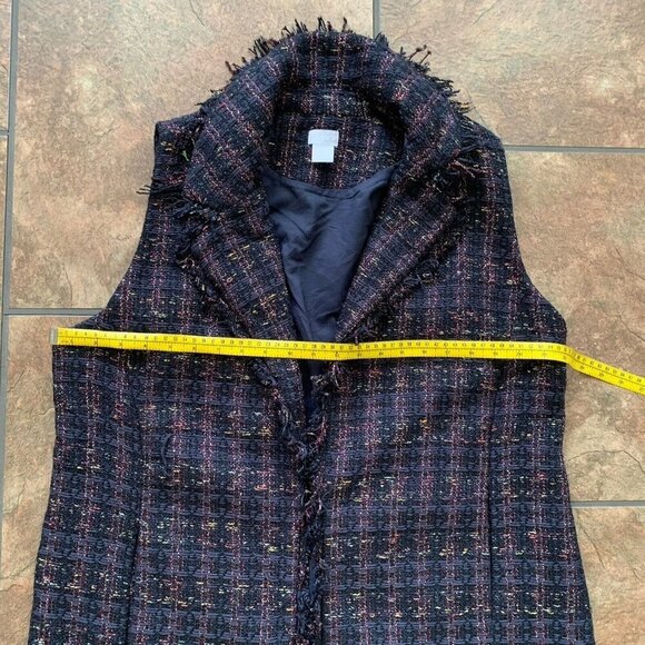 Chico’s Elongated Shimmer Fringe Tweed Vest Multicolor Chico's Size 2 (12-14) - Picture 9 of 13